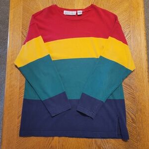 Vintage Rainbow Colored Long Sleeved T-Shirt Size: L Westbound Brand 100% Cotton